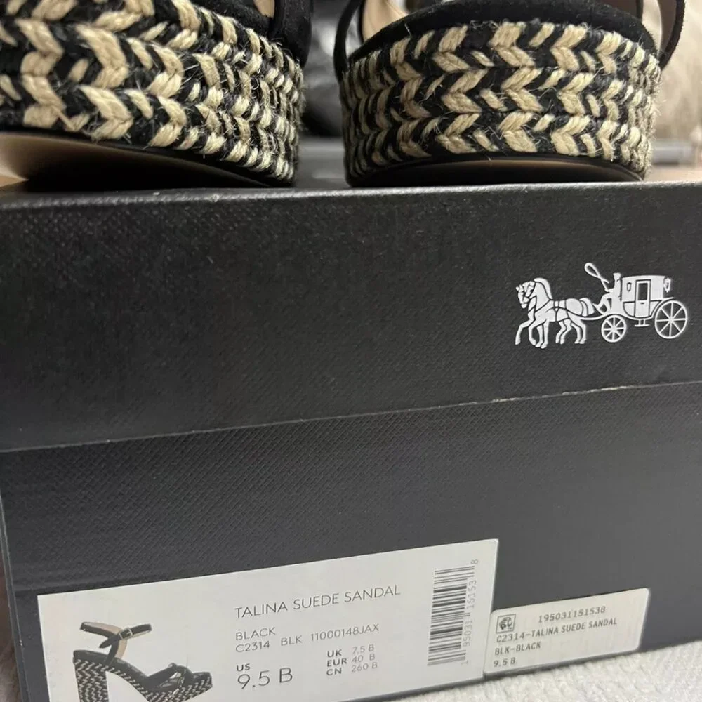 Coach Talina Black Platform Espadrille Sandals Shoes Pumps Heels 9.5 B‎ NEW